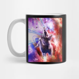 Laser Eyes Space Cat Riding Sloth Llama - Rainbow Mug